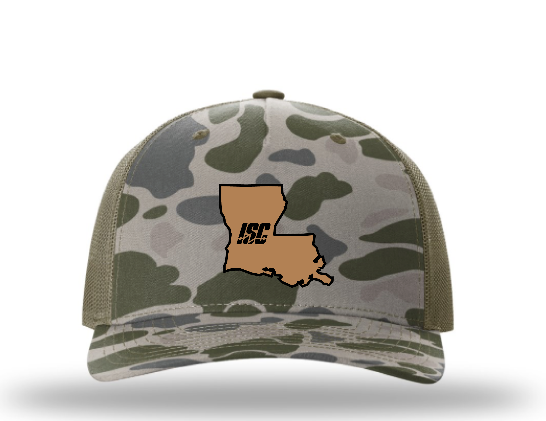 State Patch Richardson Printed 5 Panel Trucker Cap - Marsh Duck Camo/Loden